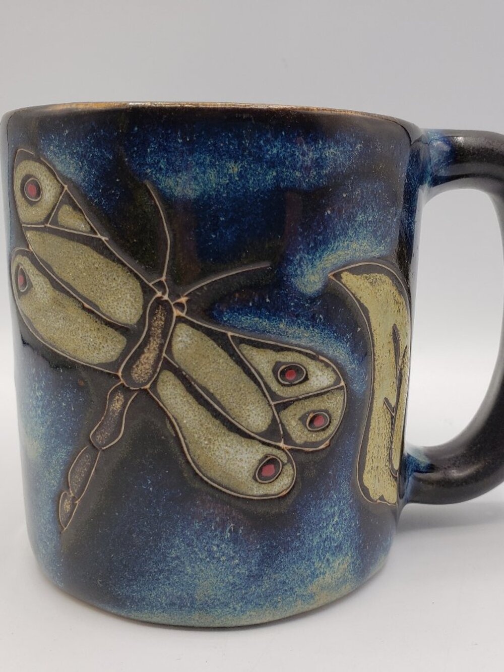 Mara Stoneware Mexico Heavy 16oz Mug Dragonfly Large Handle Coffee Tea Cup